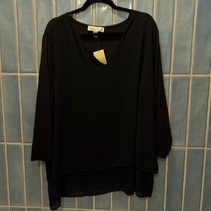 Michael Kors Black Layered Tunic Top